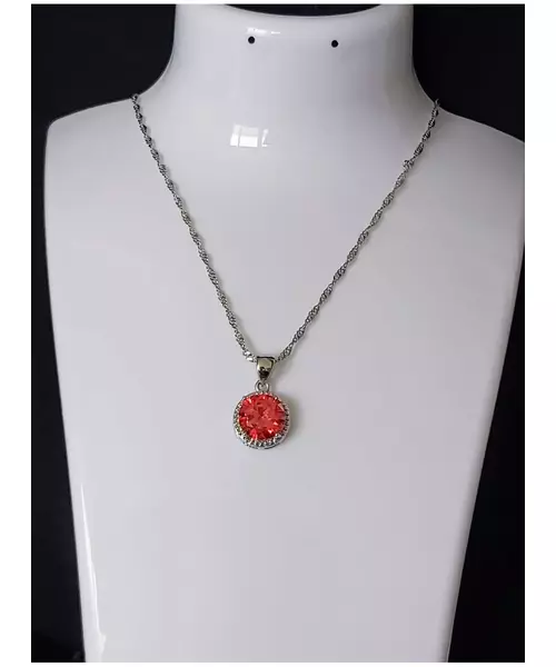 Silver Pendant "Red Circle" (S925)