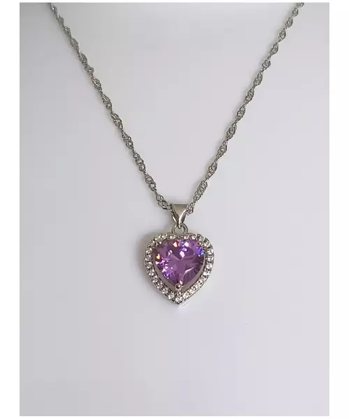 Silver Pendant "Purple Heart" (S925)