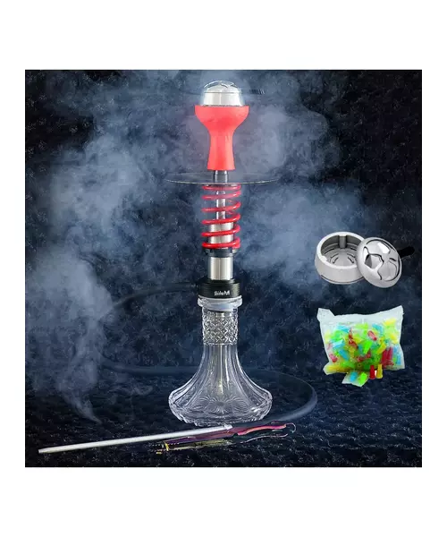 Spring Hookah Mini Silver-Red with Accessories