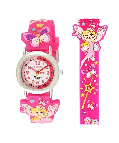 Ravel-Kid's Cartoon Time Teacher Watch - Pink Fairy