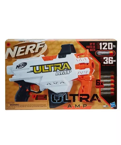 Hasbro NERF Ultra Amp Motorized Blaster, 6-Dart Clip, 6 Ultra Darts, Συμβατό μόνο με Ultra Darts