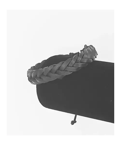Leather Handmade Men's Bracelet "Black - 1"