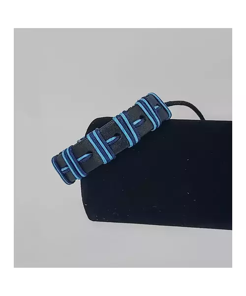 Leather Handmade Men's Bracelet "Βlue-Black"