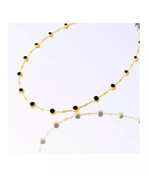 Handmade Necklace "Lucky eyes - Yellow orange"