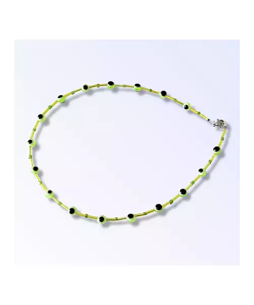 Handmade Necklace "Lucky eyes - Lime Green"