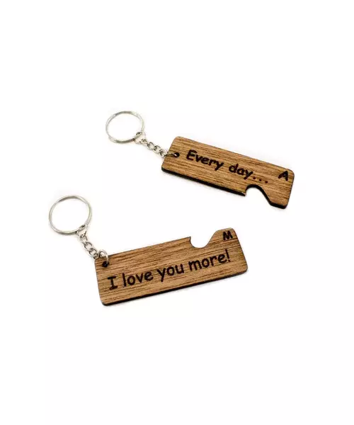 My Whole Heart Wooden Keyring