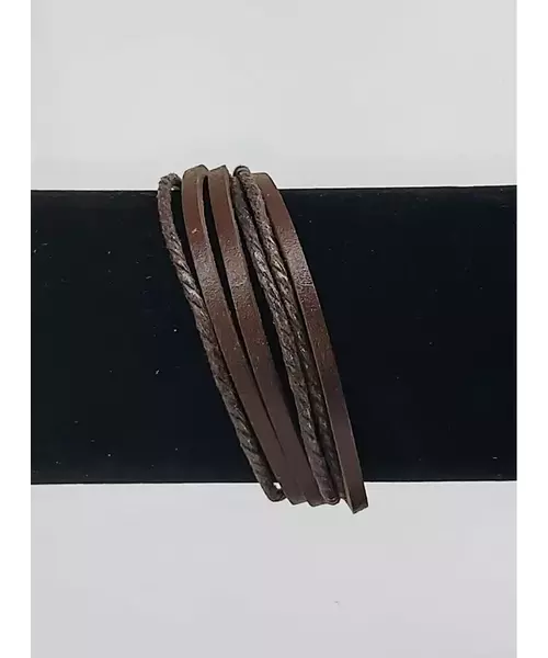 Leather Handmade Men's Bracelet "Brown-3"