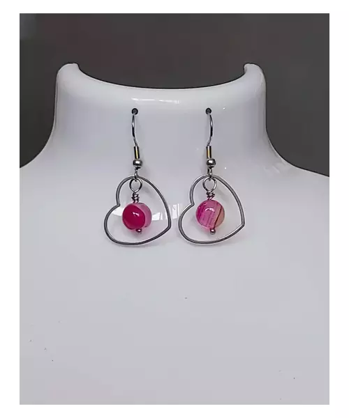 Handmade earings with Pink Agate