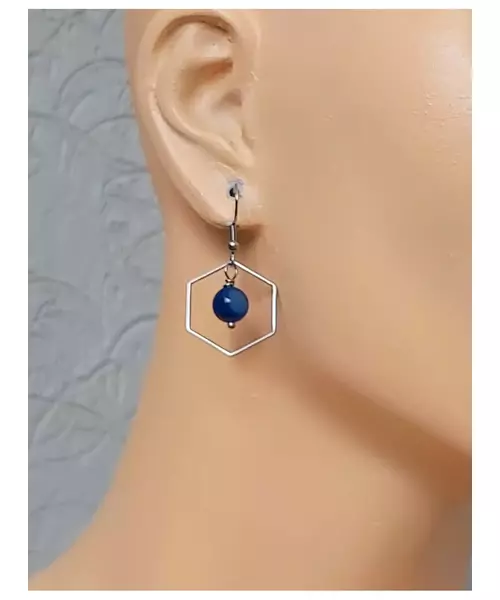 Handmade earings with Blue Agate