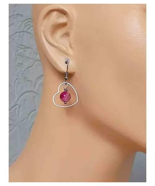 Handmade earings with Pink Agate