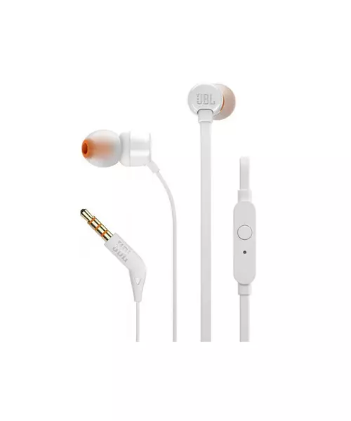 JBL T110, InEar Universal Headphones 1-button Mic/Remote (White)