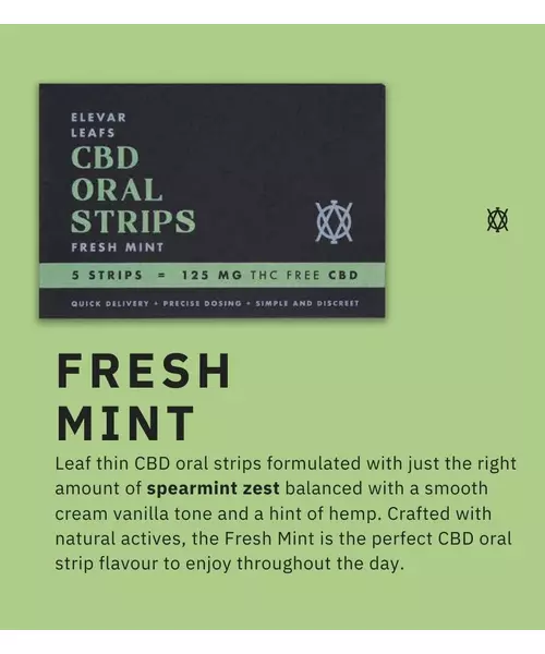 Elevar Leafs Flavour CBD Oral Strips - Fresh Mint