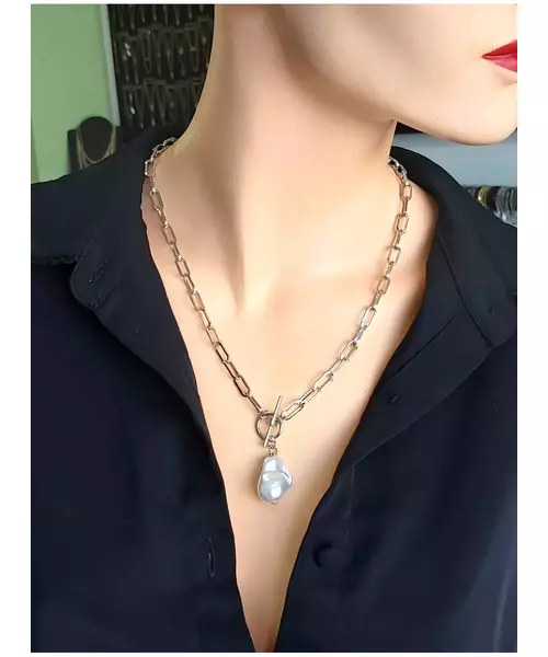 Handmade Necklace "Just a Pearl" (silver color)