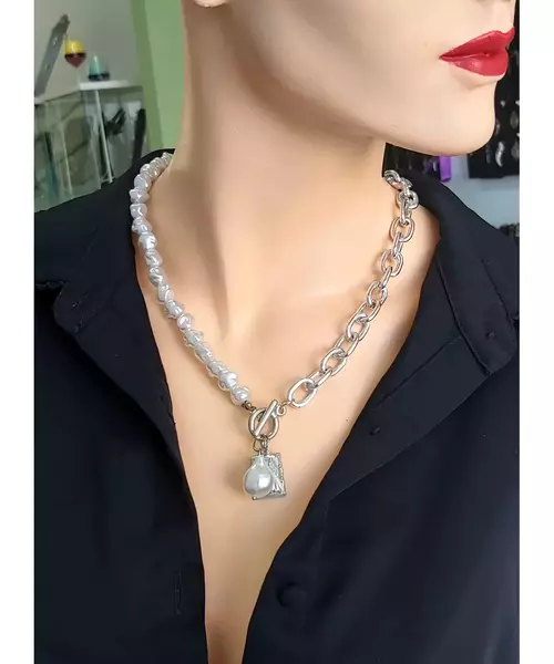 Handmade Necklace "Pearls" (silver color)