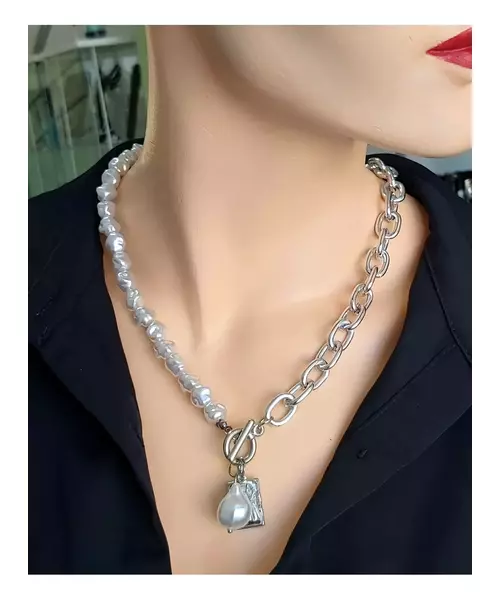 Handmade Necklace "Pearls" (silver color)