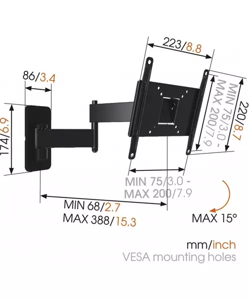 Vogels MA2040 TURN TV Wall Mount 19-37'' 2 arms Black