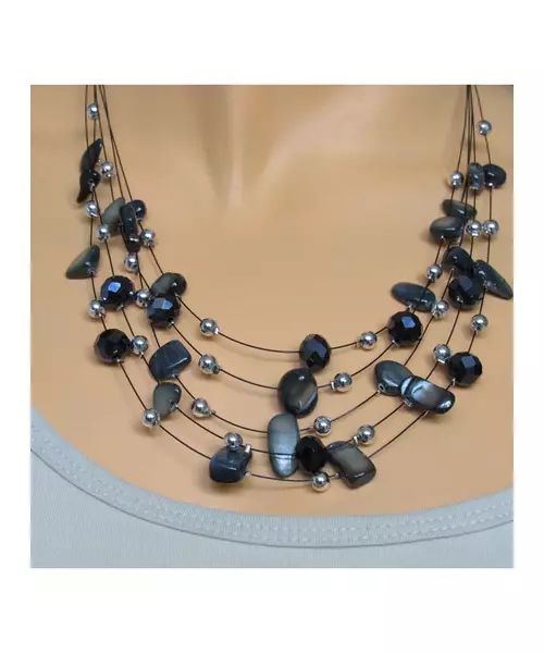 Multi-layers Necklace - Black Beads