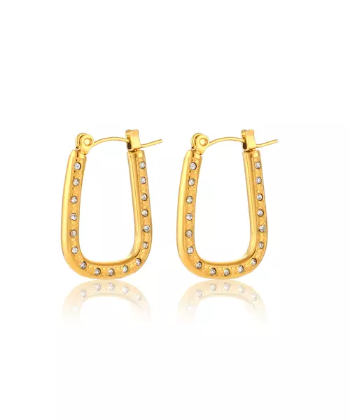 Allier Rectangle Hoops Sparkling 18k Gold Plated
