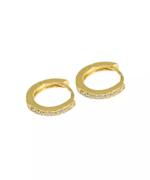 Yvoire Huggie Pave Sparkling MIni Hoops 18K Gold Plated