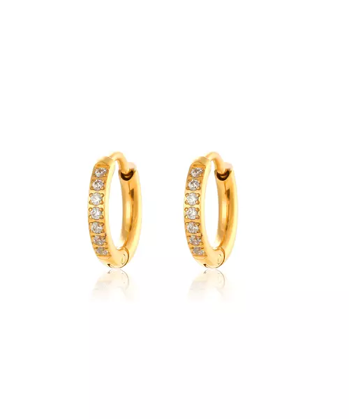 Yvoire Huggie Pave Sparkling MIni Hoops 18K Gold Plated