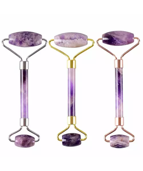 Amethyst Jade Roller Face Massage Stone & Gua Sha