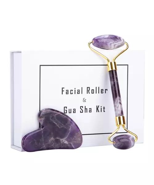 Amethyst Jade Roller Face Massage Stone & Gua Sha
