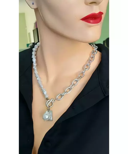 Handmade Necklace "Pearls" (silver color)