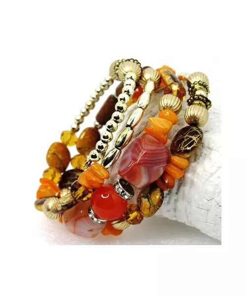 Multilayered Beads Bracelet "Orange"