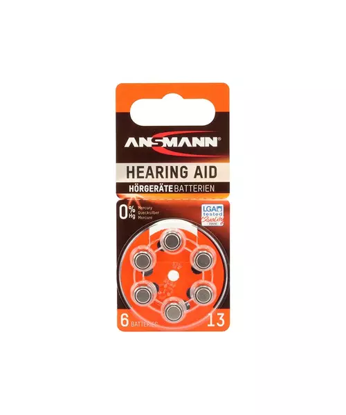 ANSMANN Zinc Air 13 - Pack of 6,Non - Rechargeable Batteries,Hearing Aid Batteries