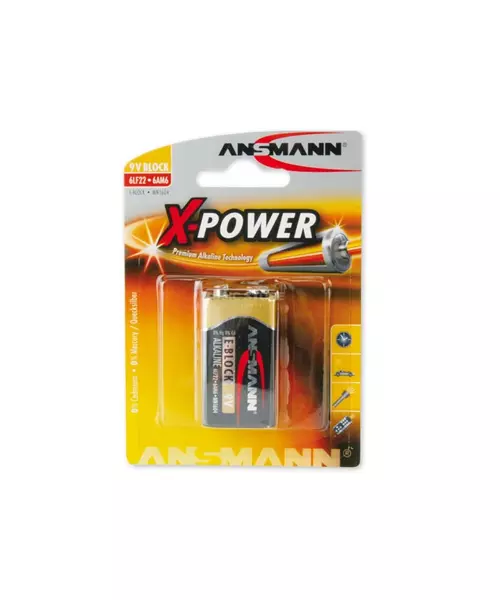 ANSMANN 9V E-Block - Pack of 1,Non - Rechargeable Batteries,X-Power Alkaline Range