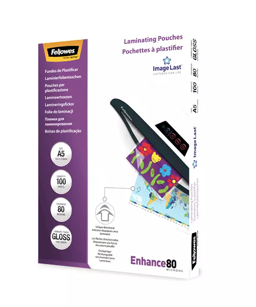 Fellowes LAMINATING POUCH  pack of 100 / A5 80 microns
