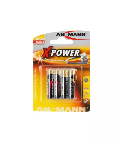 ANSMANN Micro - AAA size - Pack of 4,Non - Rechargeable Batteries,X-Power Alkaline Range