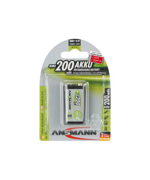 ANSMANN 9V E-Block - Pack of 1 ,NiMH Rechargeable Batteries