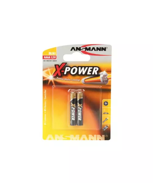 ANSMANN AAAA size - Pack of 2,Non - Rechargeable Batteries,X-Power Alkaline Range