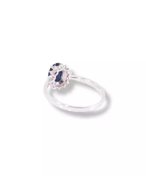 18k white gold blue sapphire and diamonds