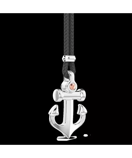 ZANCAN BLACK KEVLAR NECKLACE SILVER ANCHOR