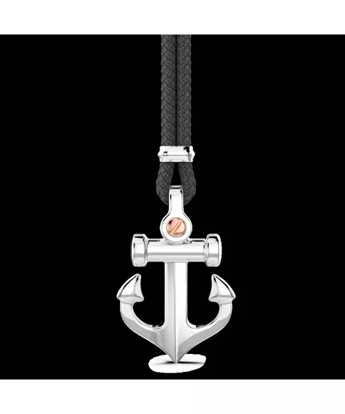 ZANCAN BLACK KEVLAR NECKLACE SILVER ANCHOR