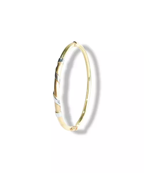 9K BANGLE WHITE AND YELLOW GOLD