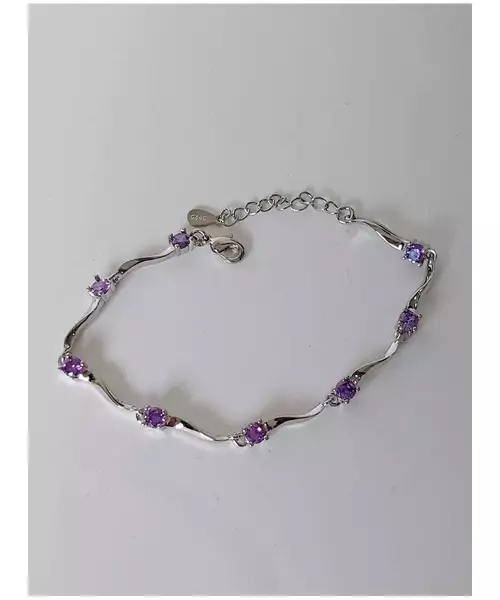 Silver Bracelet "Waves - Purple" (S925)