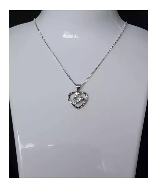 Silver Pendant "Beautiful Heart - White" (S925)