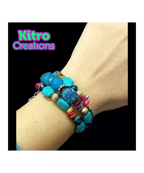 Multilayered Beads Bracelet "Light Blue"