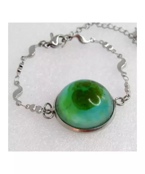 "Green Sphere" Resin Art Chain Bracelet