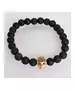 Lava Stone Handmade Men's Bracelet - "Gold Skull -1"