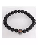 Lava Stone Handmade Men's Bracelet - "Silver-Black Skull"