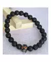 Lava Stone Handmade Men's Bracelet - "Silver-Black Skull"