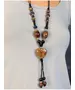 Long Handmade Ceramic Necklace "Yellow-Brown Heart"