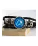 "Blue eye" Black Leather Handmade Men's Bracelet