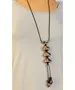 Long Handmade Ceramic Necklace "Yellow-Brown Stones"