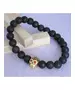 Lava Stone Handmade Men's Bracelet - "Gold Skull -1"