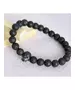 Lava Stone Handmade Men's Bracelet - "Total Black Skull"